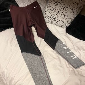 Nike Dri Fit Brown Gray Mesh Leggings